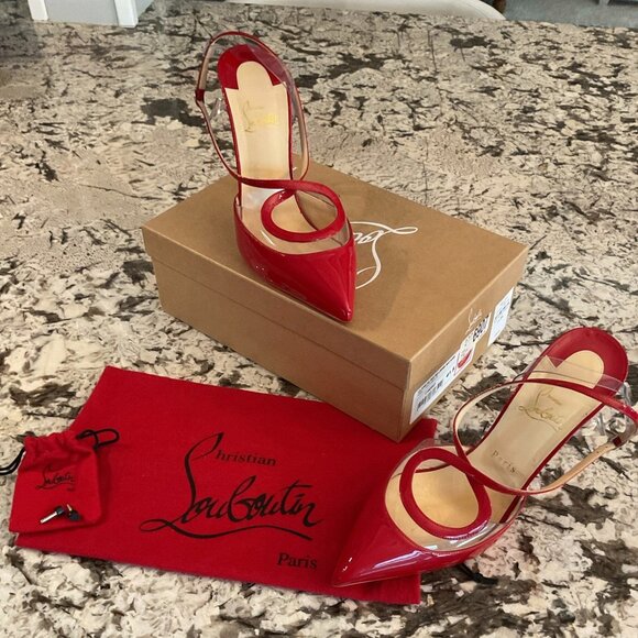 Christian Louboutin Shoes - Christian Louboutin RED patent PVC cutout pumps